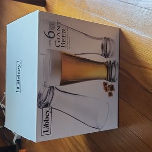 Libbey 6 piece Giant Beer Pilsner glasses, 22.5 oz, never used.